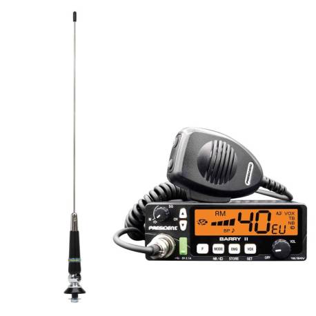 Kit statie radio CB PRESIDENT BARRY II ASC cu antena CB Carolina 43cm