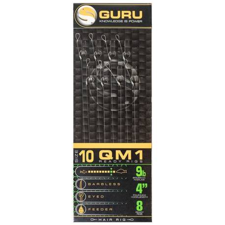 Montura GURU QM1 Standard Hair Rig Nr.10 0.19mm, 8buc/plic
