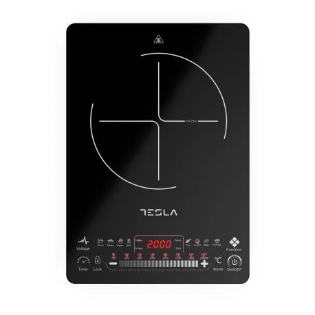 Plita portabila cu inductie Tesla IC200B, 1500W, 25x25cm, 6 niveluri putere, negru