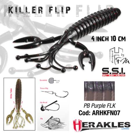 Rac HERAKLES Killer Flip 10cm, culoare PB Purple Flake, 7buc/plic