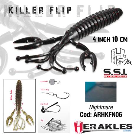 Rac HERAKLES Killer Flip 10cm, culoare Nightmare, 7buc/plic