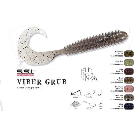 Twister HERAKLES Viber Grub 11.4cm, culoare Champagne Black Flake, 6buc/plic