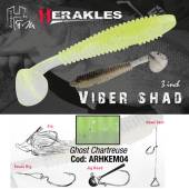 Naluca HERAKLES Viber Shad 7.6cm, culoare Ghost Chartreuse, 7buc/plic