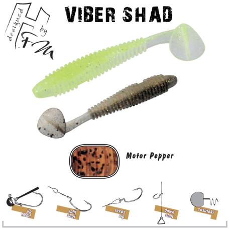 Naluca HERAKLES Viber Shad 7.6cm, culoare Motor Pepper, 7buc/plic