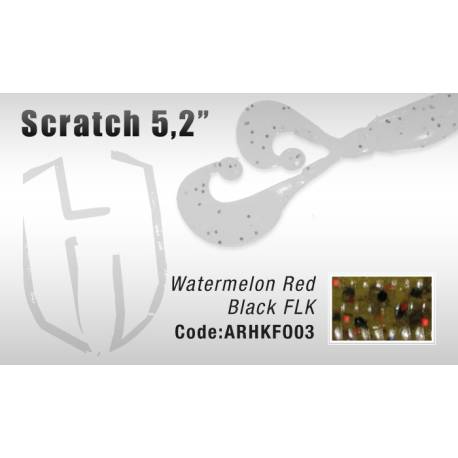 Grub HERAKLES Scratch 13cm, culoare Watermelon Red Flake, 7buc/plic