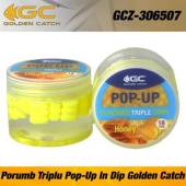 Porumb siliconic GOLDEN CATCH Pop-Up, 3 boabe legate, aroma usturoi, 18buc/borcan