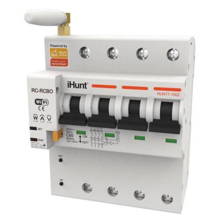 Siguranta automata inteligenta cu contorizare iHUNT Home WIFI Smart Circuit Breaker with Metering 4P 100A