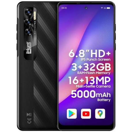 Telefon mobil iHUNT Note Ultra Black, 4G, Android 11 Go, 6.8"HD+