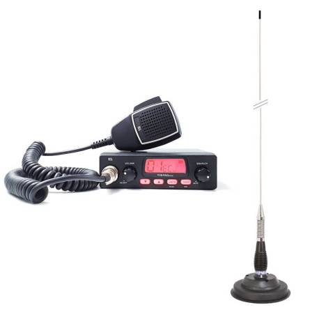 Pachet statie radio CB TTi TCB-550 EVO, VOX, Scan, ecran multicolor, 12-24V si antena PNI ML100