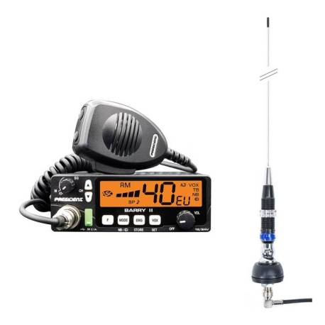 Kit statie radio CB PRESIDENT Barry II + antena CB Hawaii 79cm