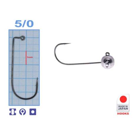 Microjig turnat MEITO HOOKS, Nr.5/0, 6g, 5buc/plic