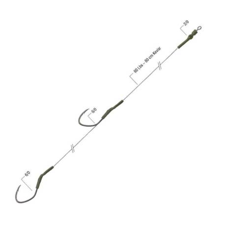Montura DREAD CAT Double Win, marime 6/0, kevlar 80cm, 80lbs, vartej, marime 2/0