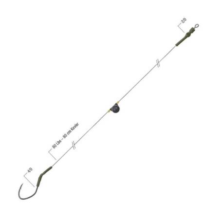Montura DREAD CAT Rattle Snake, marime 4/0, kevlar 80cm, 80lbs, vartej, marime 2/0, zornaitoare