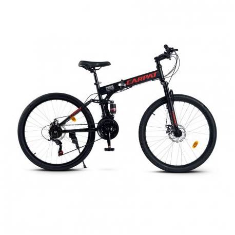 Bicicleta MTB pliabila CARPAT C2668C, roti 26", frane pe disc, Negru/Rosu