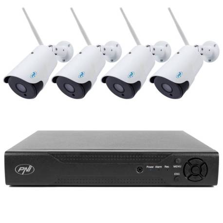 Pachet supraveghere video NVR PNI House IP716 si 4 camere PNI IP52 cu IP, 2MP
