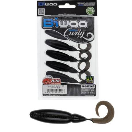 Grub BIWAA TailgunR Curly 6.3cm, culoare 110 UV Black, 8buc/plic