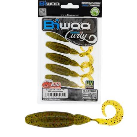 Grub BIWAA TailgunR Curly 6.3cm, culoare 004 Watermelon Red, 8buc/plic