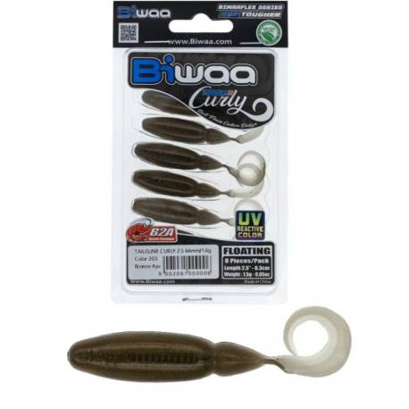 Grub BIWAA TailgunR Curly 9cm, culoare 203 Bronze Ayu, 7buc/plic