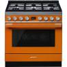 Aragaz pe gaz SMEG Portofino CPF9GPOR, termoventilat, pirolitic, 90x60 cm, portocaliu