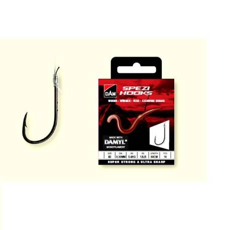 Carlig legat DAM SPEZI WORMS Nr.6 0.22mm, 60cm, 10buc/plic