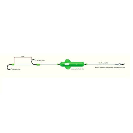 Montura MADCAT ADJUSTA B RIVER WORM&SQUID 100mm, 2x10/0, 160cm, 60g