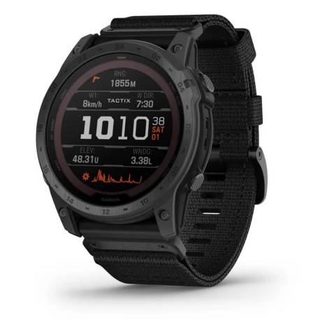 Ceas GARMIN tactix 7 Pro Ballistics cu GPS, cu încărcare solară şi curea din nylon, 51mm