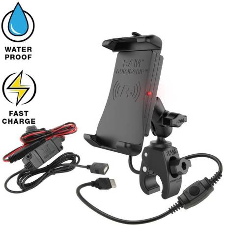 Suport telefon cu incarcare wireless RAM Quick-Grip 10W Waterproof RAM-B-400-A-UN14W-V7M