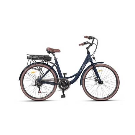 Bicicleta electrica city (E-Bike) SCOOTY EC400 Pro Albastru/Maro, roti 26", motor 250W, autonomie max. 70-80Km