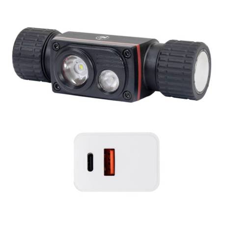 Lanterna frontala PNI Adventure F80 Dual LED, 1000 lm, 6W, 2200 mAh, IP68, cu alimentator PNI CHG300