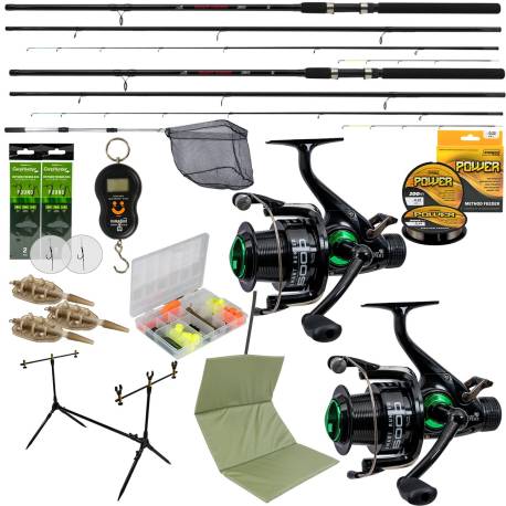 Combo pescuit CARP EXPERT Smart Feeder set dublu 390cm cu rodpod