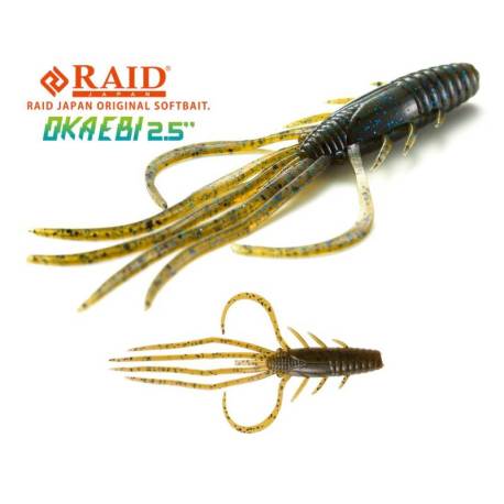 Naluca RAID Oka Ebi 6.3cm culoare 001 Green Pumpkin Seed, 6buc/plic