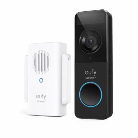 Set sonerie video EUFY cu difuzor wireless, 1080p Full HD, autonomie 4 luni, Negru