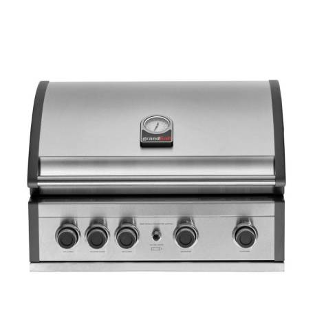 Gratar pe gaz cu 5 arzatoare: 4 inox si 1 infrarosu, incastrabil, grile si plita fonta, Grandhall Pro Elite 4 K04000309A