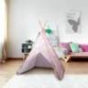 Cort de joaca EDDY TOYS Tipi Junior model inimioare, roz alb, 120x120x150cm