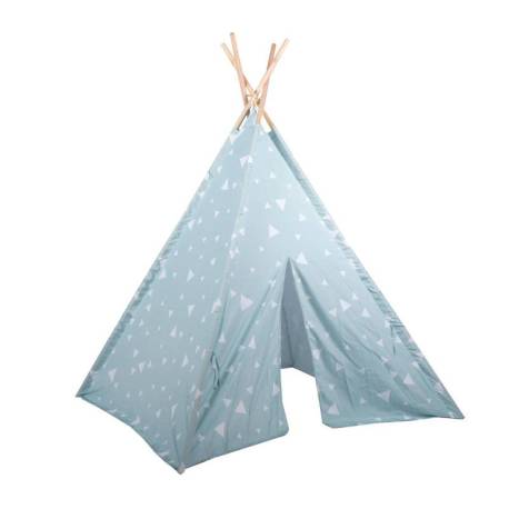 Cort de joaca EDDY TOYS Tipi Junior model triunghiuri, albastru alb, 120x120x150cm