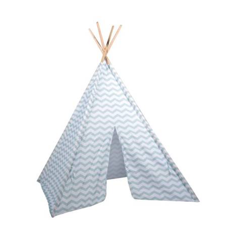 Cort de joaca EDDY TOYS Tipi Junior model zig-zag, turquoise-alb, 120x120x150cm