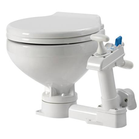 Toaleta cu operare manuala OSCULATI Super Compact, sezut din plastic alb, 28.5x45x42.5cm