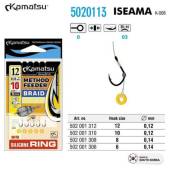 Carlige legate KAMATSU pentru Method Feeder + Silicone Ring, Iseama nr.8, 5buc/plic