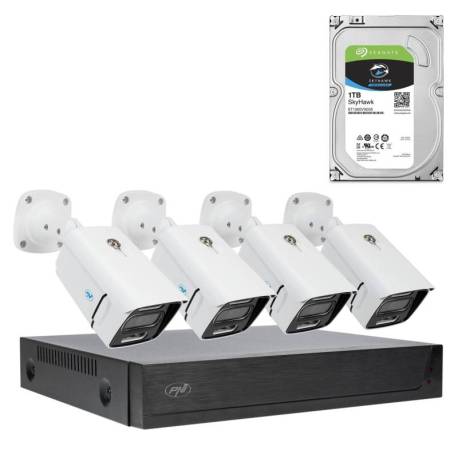 Kit supraveghere video PNI House IPMAX POE 3, NVR cu 4 porturi POE, ONVIF si 4 camere cu IP