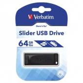 USB Flash Drive Slider Verbatim 2.0, 64GB, Negru