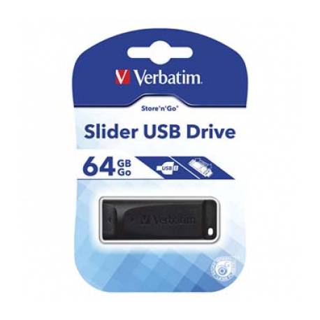 USB Flash Drive Slider Verbatim 2.0, 64GB, Negru