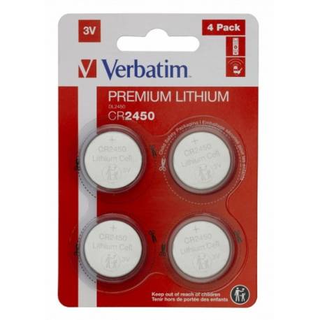 Baterii Verbatim, Lithium, CR2450, 3V, 4buc, 49535