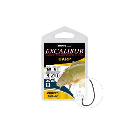 Carlige EXCALIBUR Carp Curved Shank Nr.1/0, 6buc/plic
