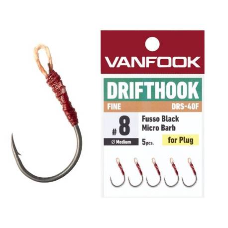 Carlige VANFOOK DRS-40F Drifthook Fine Wire nr.8, 5buc/plic