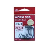 Carlige offset VANFOOK Worm-55B Stealth Black 5/0, 5buc/plic