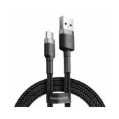 Cablu BASEUS Cafule, USB la USB-C, Quick Charge , 3A, 1m Gri + Negru