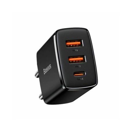 Incarcator retea BASEUS Compact Quick Charger 30W, 1x USB-C, 2x USB, PD 3.0 Negru