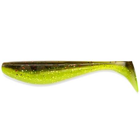 Naluca FISHUP Wizzle Shad 12.5cm, culoare 203 Green Pumpkin Flo Chartreuse, 4buc/plic