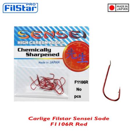 Carlige FILSTAR Sensei Sode F1106R, Red, Nr.18, 20buc/plic