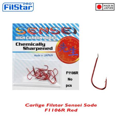 Carlige FILSTAR Sensei Sode F1106R, Red, Nr.12, 20buc/plic